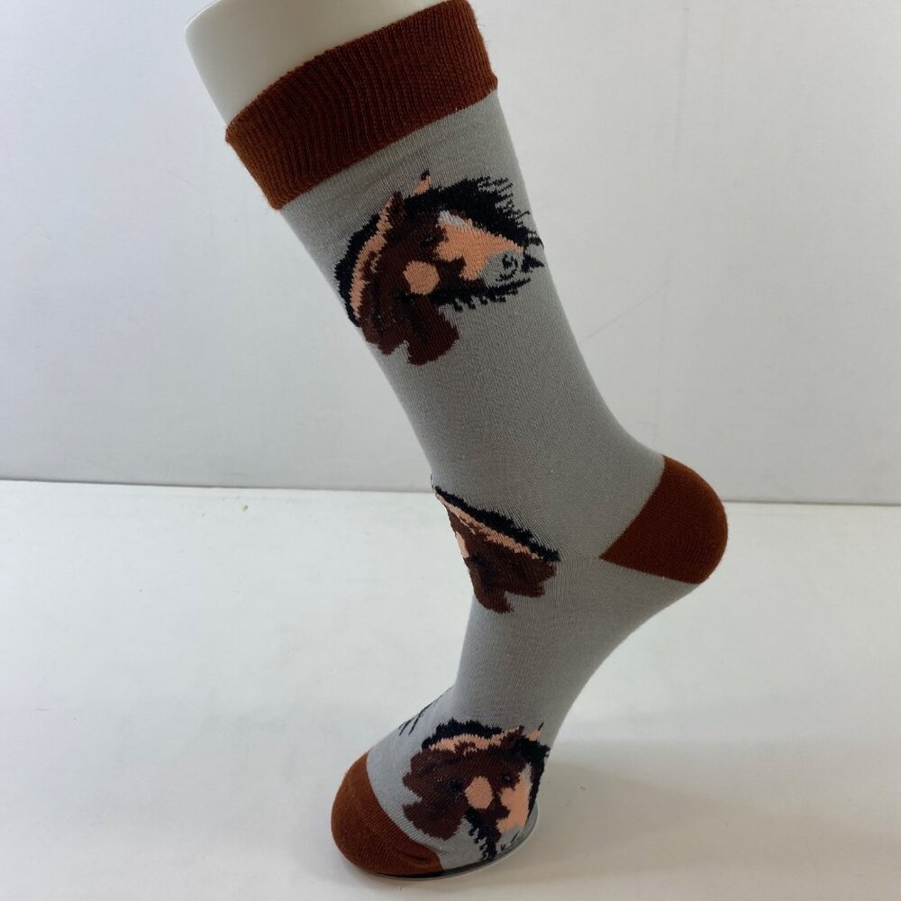 Mens Crew Socks Set 1 Abstract Design Gray Brown Cream